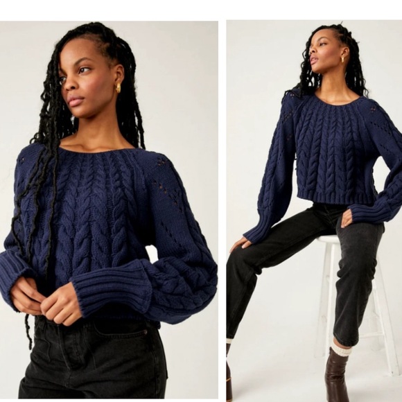 FREE PEOPLE Sandre
Pullover OB1757383 Blue size Medium M NWOT $148 - Picture 1 of 16